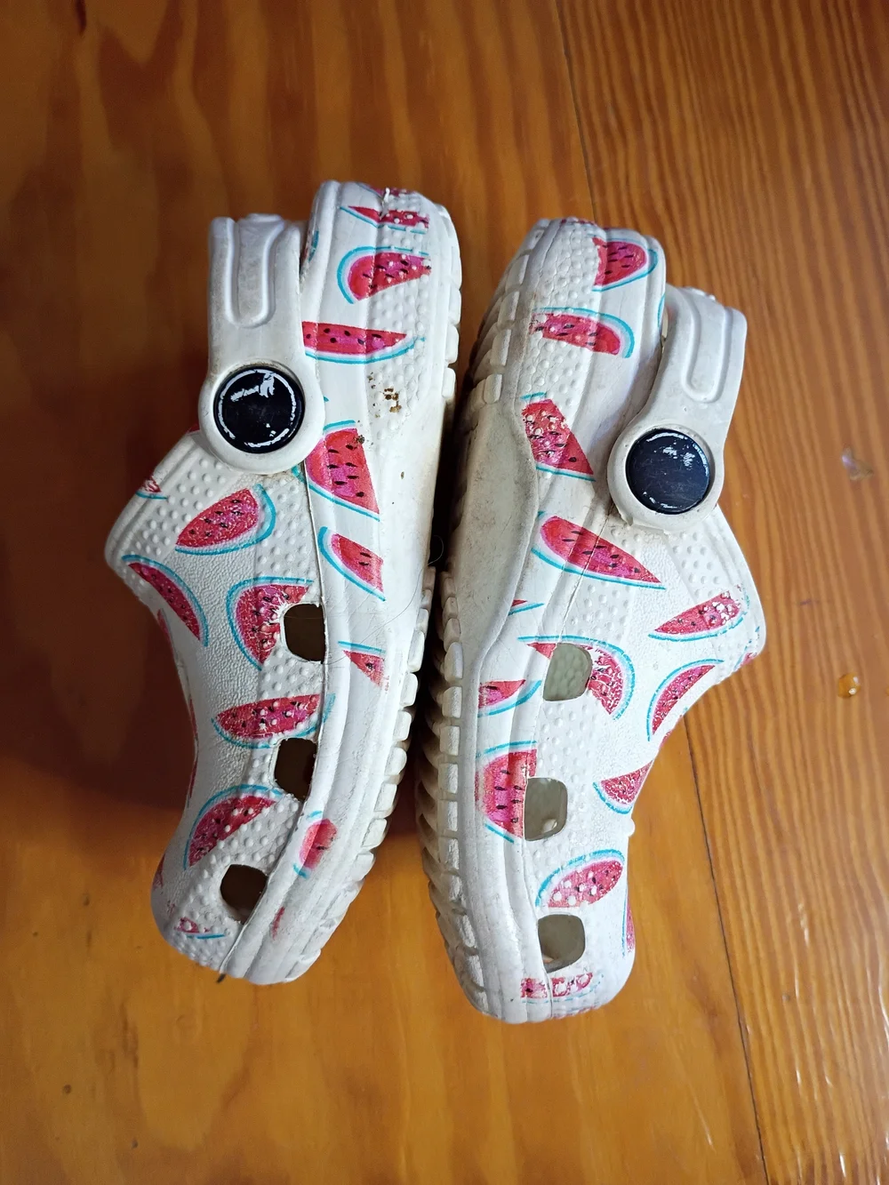 CROCS White Kids Clogs with Pink Watermelon Print